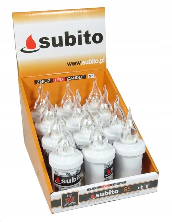 Wkłady do zniczy LED Subito S5 12 szt białe