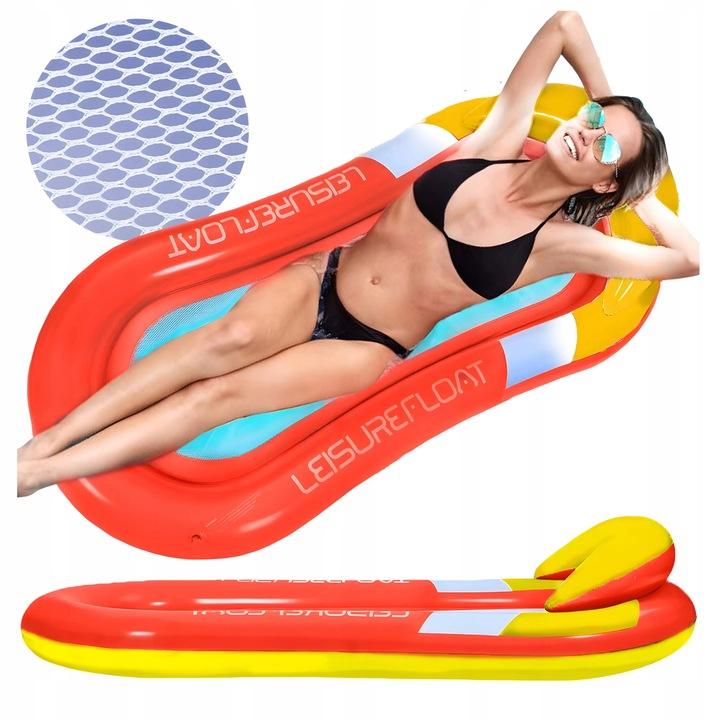 MATERAC do pływania dmuchany z siatką HAMAK LEŻAK WODNY na basen plażę wode