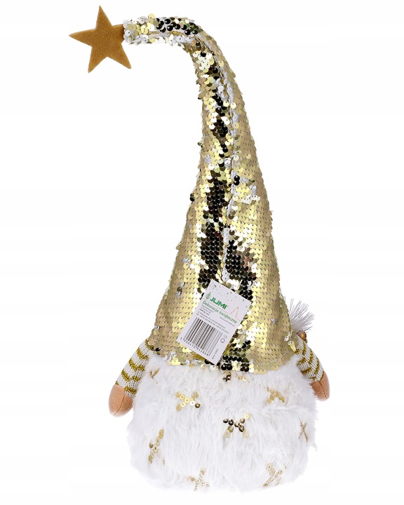 SKRZAT świąteczny KRASNAL gnom 47 cm Mikołaj DUŻY biały Świecący JUMIhome