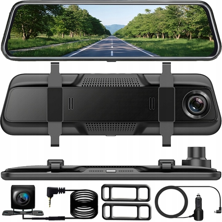 WIDEOREJESTRATOR SAMOCHODOWY JAZDY LUSTERKO KAMERA COFANIA PRZÓD TYŁ MenuPL