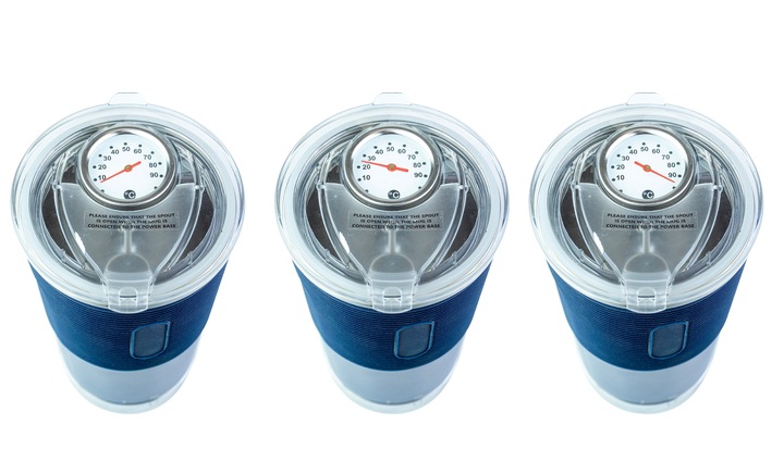 KUBEK TERMICZNY ZE WSKAŹNIKIEM TEMPERATURY 380ml PODRÓŻNY DO AUTA PODGRZEWA