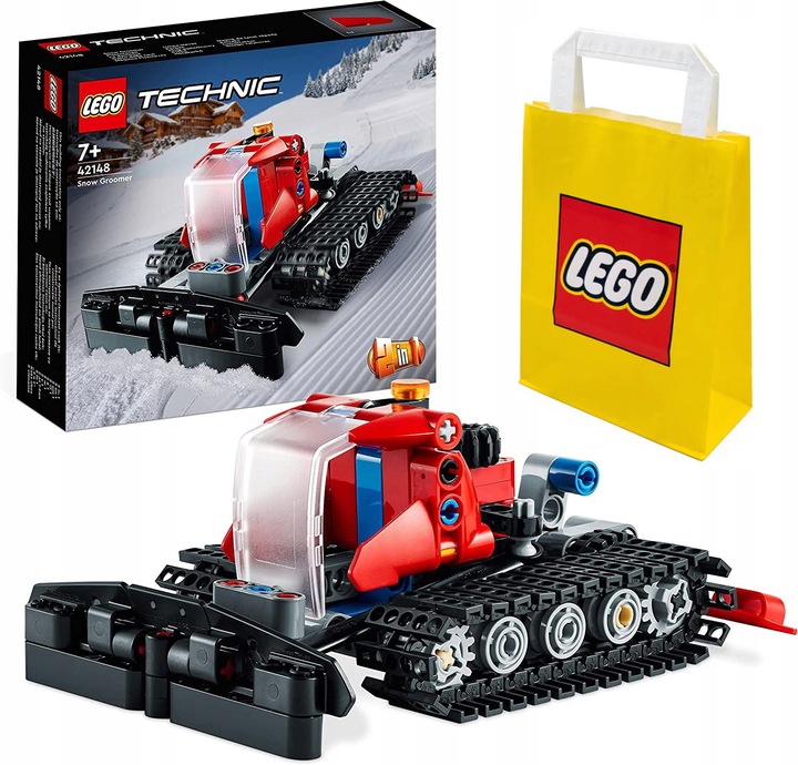 LEGO TECHNIC Ratrak Skuter Śnieżny 2w1 klocki 42148 auto torba na prezent