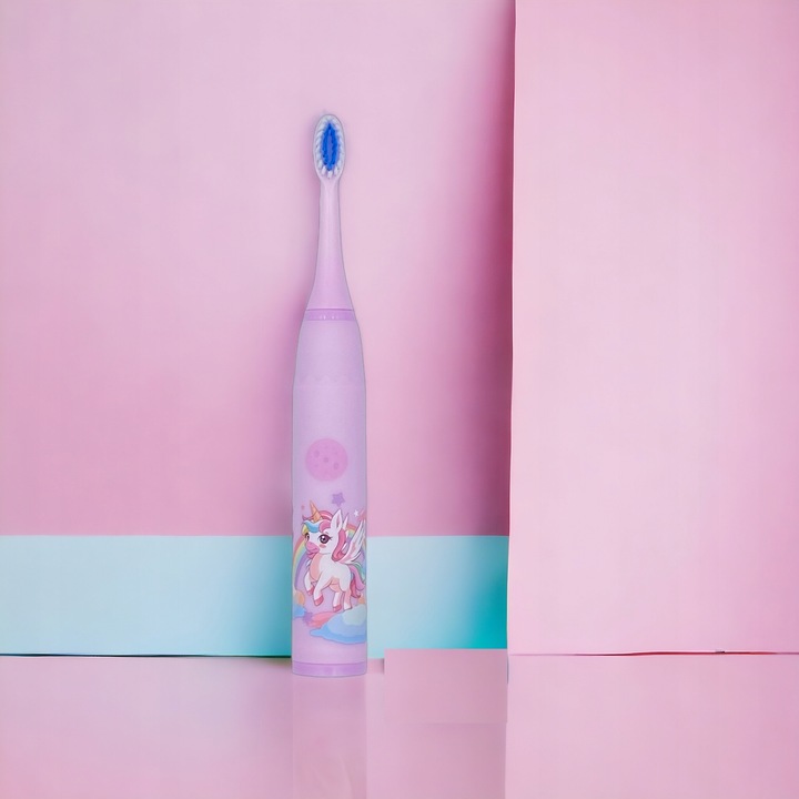 SZCZOTECZKA SONICZNA DO ZĘBÓW DLA DZIECI ELEKTRYCZNA FIOLET+KOŃCÓWKI+GRATIS