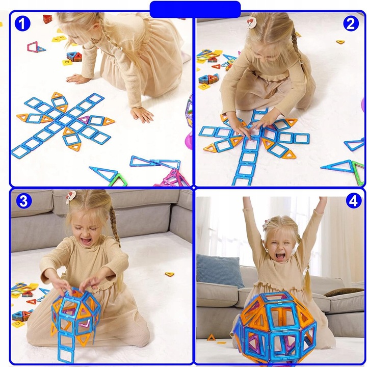 DUŻE KLOCKI MAGNETYCZNE KONSTRUKCYJNE EDUKACYJNE DLA DZIECI 3D 180ELE