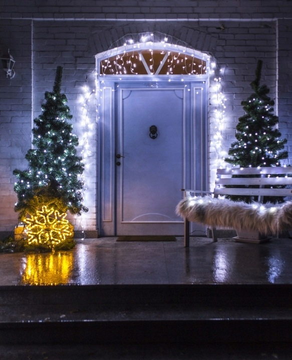 LAMPKI CHOINKOWE 500 LED STAŁE + FLASH ZEWNĘTRZNE BŁYSK IP44 BIAŁE ZIMNE