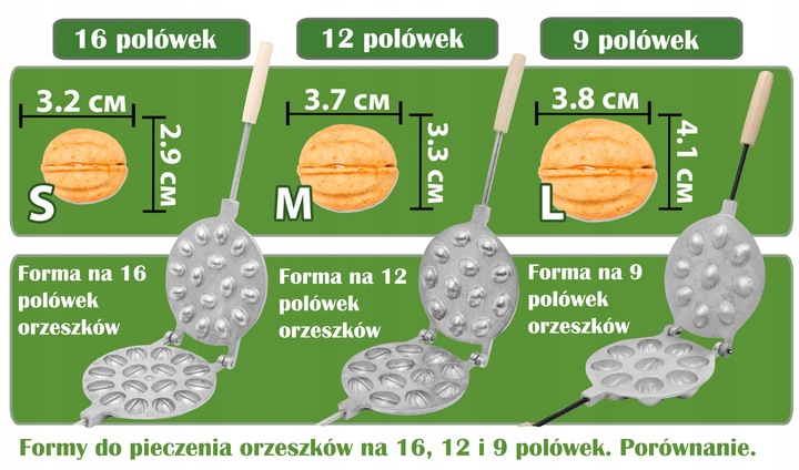 FORMA OPIEKACZ DO PIECZENIA CIASTEK ORZESZKÓW PATELNIA NA ORZESZKI DUŻE #70