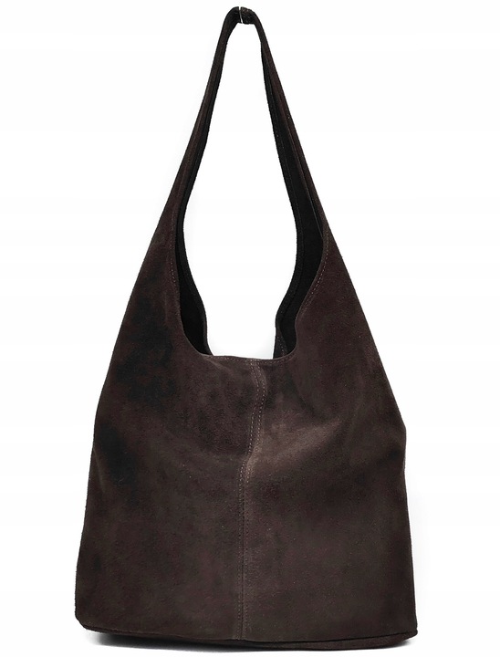 CZEKOLADOWA ZAMSZOWA TOREBKA WOREK BRĄZOWA TOREBKA ZAMSZ NATURALNY ZAMEK A4