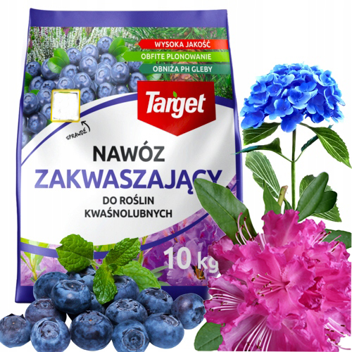 TARGET NAWÓZ ZAKWASZAJĄCY DO ROŚLIN KWAŚNOLUBNYCH BORÓWEK OBFITE PLONY 10KG