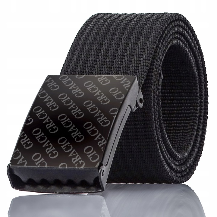 Pasek Męski Parciany Klasyczny Czarny Solidna Klamra Metal Szeroki 115cm