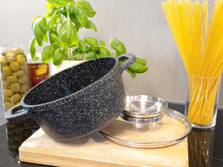 ZESTAW GARNKÓW MARMUROWYCH INDUKCJA GAZ GARNKI KOMPLET PATELNIA 17 EL.