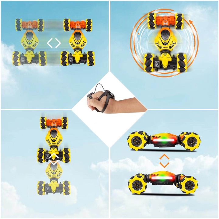 RC SAMOCHÓD KASKADERSKI ZE STEROWANIEM RĘCZNYM 2,4 GHZ OBRÓT O 360° + 2 AKU