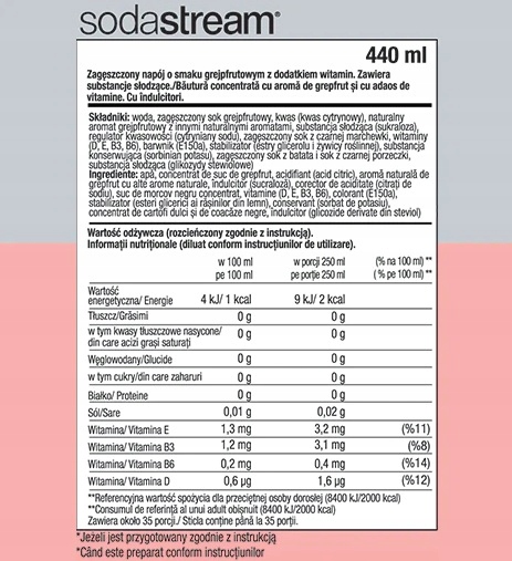 5 Szt. Zestaw Syropów Smakowych SodaStream Do Saturatora 4 Smaki Koncentrat