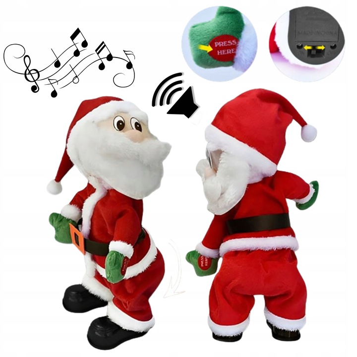 TAŃCZĄCY ŚPIEWAJACY MIKOŁAJ TWERKUJĄCY ŚMIESZNY NA BOŻE NARODZENIE DUŻY