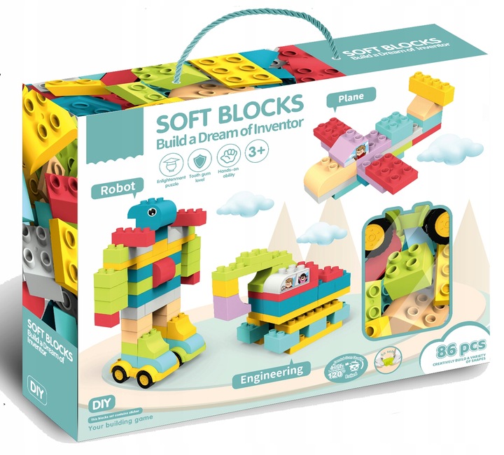 KLOCKI budowlane konstrukcyjne DUŻE ELEMENTY podwozia Zestaw XXL 86 el.