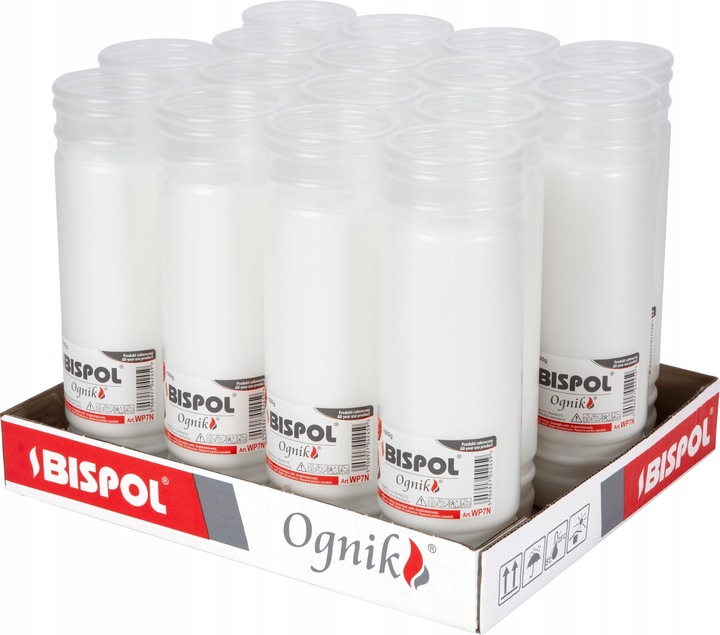 Wkłady Parafinowe Do Zniczy Bispol Ognik WP7N 168h 16 Sztuk Długo Palące