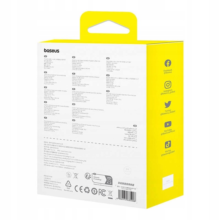 Baseus Mini Kompresor Przenośna Pompka Lampka LED USB-C 230L/min 3500kPA