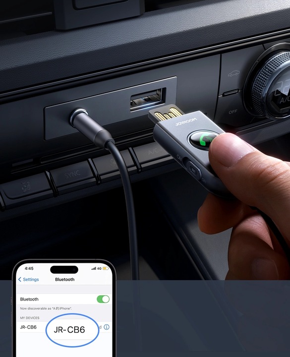 BEZPRZEWODOWY ODBIORNIK TRANSMITER BLUETOOTH DO AUTA USB AUX - JOYROOM