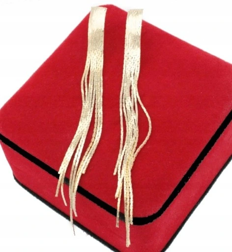 KOLCZYKI ZŁOTE DŁUGIE ŻMIJKI CHWOSTY 12 cm