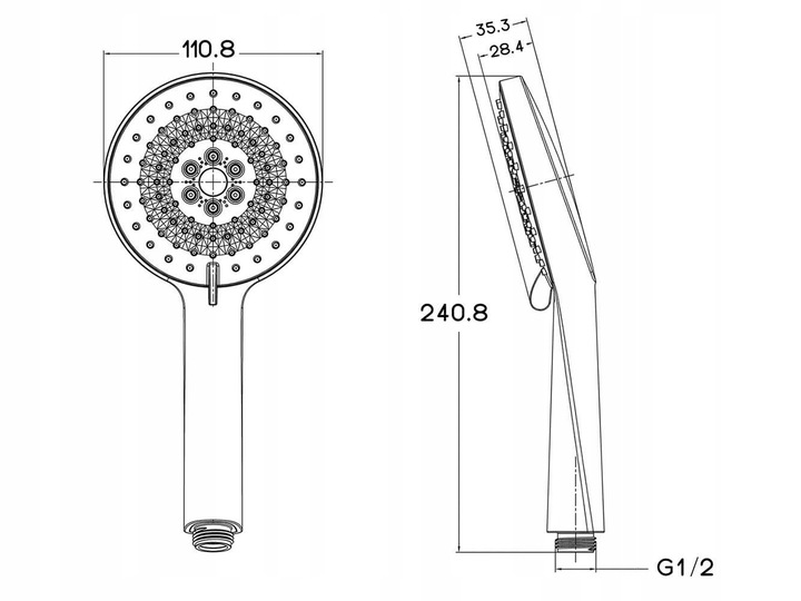 SŁUCHAWKA PRYSZNICOWA diamentowa ECOVAND INTENSE OSZCZĘDNA -65% WODY 5.7L/M