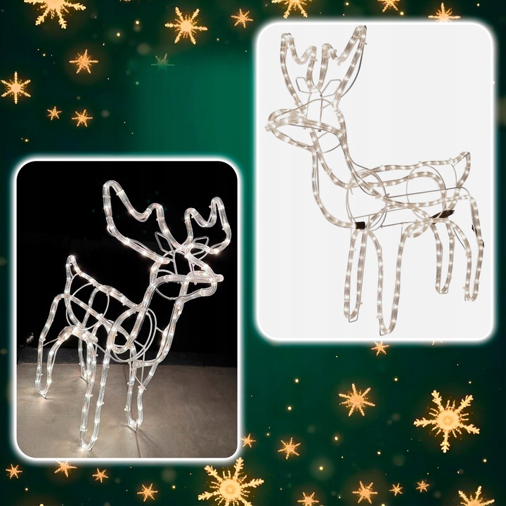 Renifer Świąteczny 144 LED Świetlna JELONEK Ozdoba Do Ogrodu Biały Ciepły