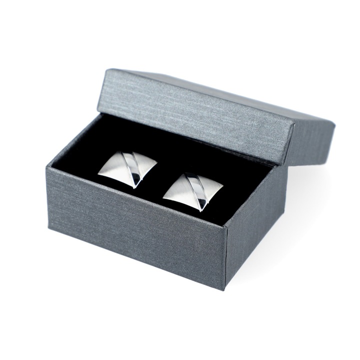 Spinki do Mankietów Srebrne Mosiężne Kwadrat Lancerto 251