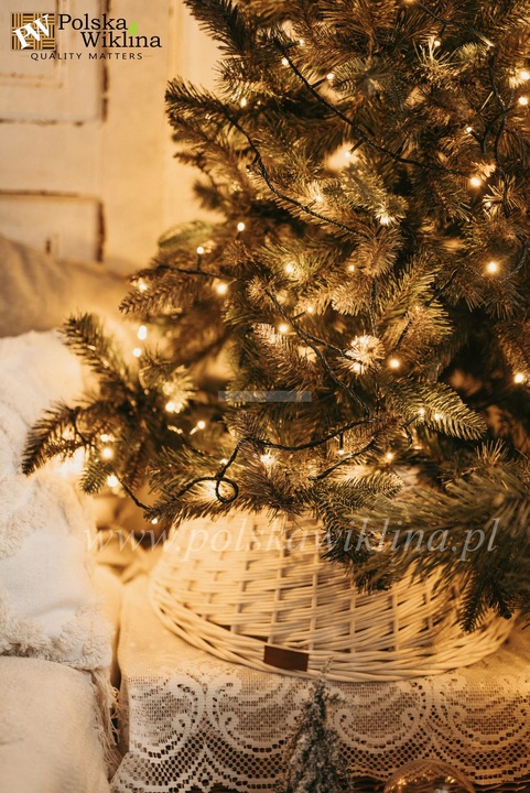 OSŁONA NA STOJAK POD CHOINKĘ 70 CM WIKLINOWA OSŁONKA BIEL-ECRU