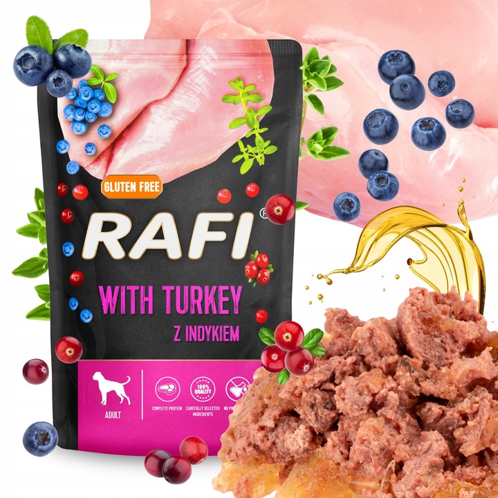 MOKRA KARMA DOLINA NOTECI RAFI ADULT BEZ ZBÓŻ SASZETKA MIX SMAKÓW 24 x 500G