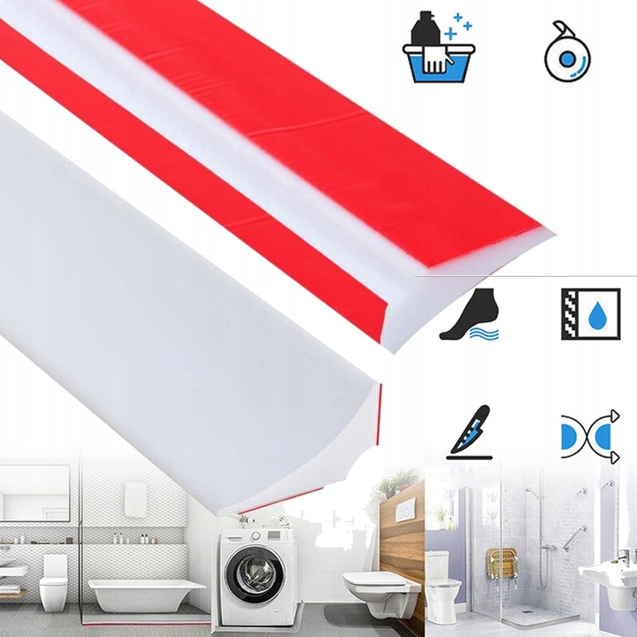 2M SAMOPRZYLEPNA LISTWA ZATRZYMUJĄCA WODĘ DO WANNY, LISTWA WYKOŃCZENIOWA