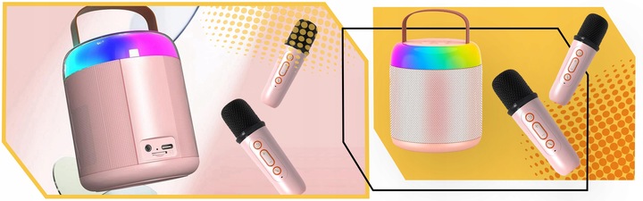 ZESTAW KARAOKE 2 MIKROFONY + GŁOŚNIK BEZPRZEWODOWY BLUETOOTH SUPER DŹWIĘK