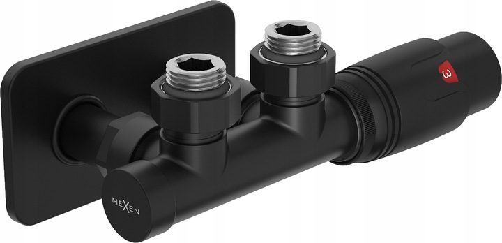 MEXEN G00 ZESTAW TERMOSTATYCZNY KĄTOWY Z MASKOWNICĄ S DUPLEX DN50 CZARNY