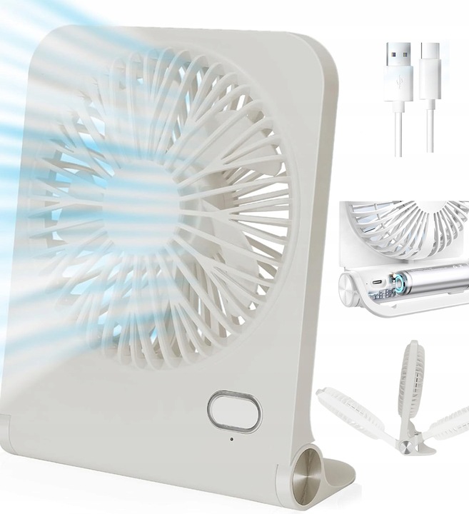 Wiatrak Wentylator Biurkowy Mini Wentylator Biurkowy USB 3 Prędkości Biały