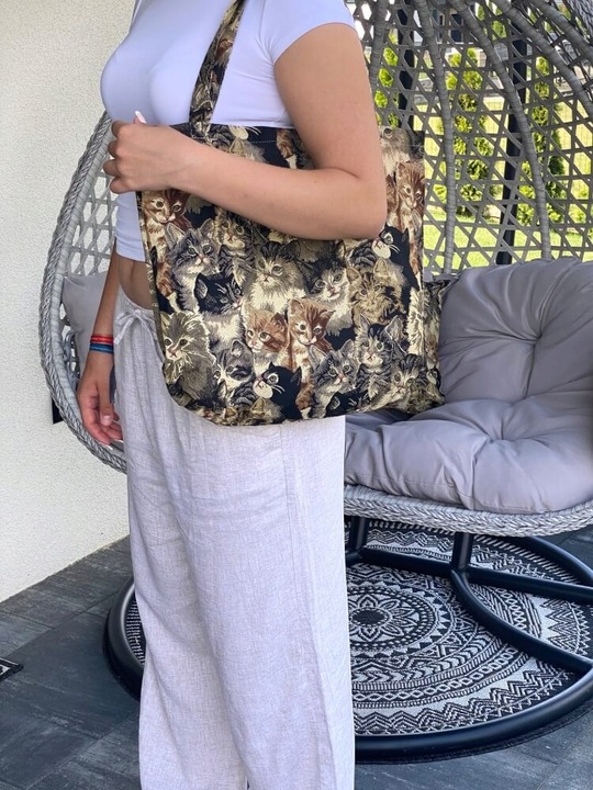 Gobelin Torba Duża 42x40 cm Kotki Koty