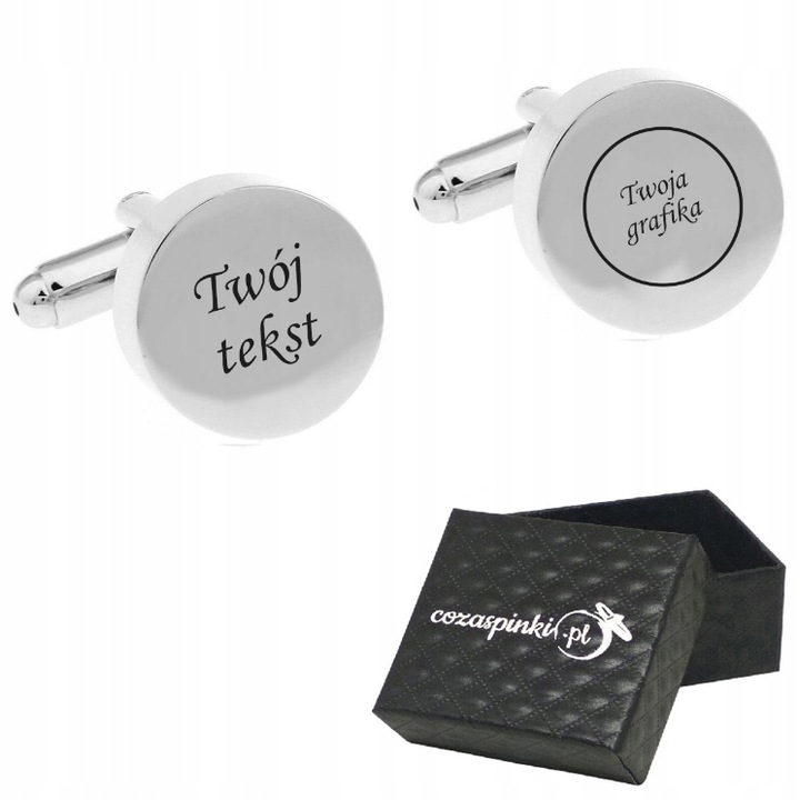Spinki do mankietów TWÓJ TEKST TWOJA GRAFIKA ślub