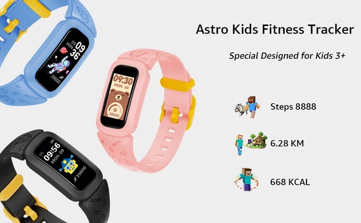 SMARTWATCH MINECRAFT SMARTBAND DLA DZIECI V102 KROKOMIERZ (3 kolory)