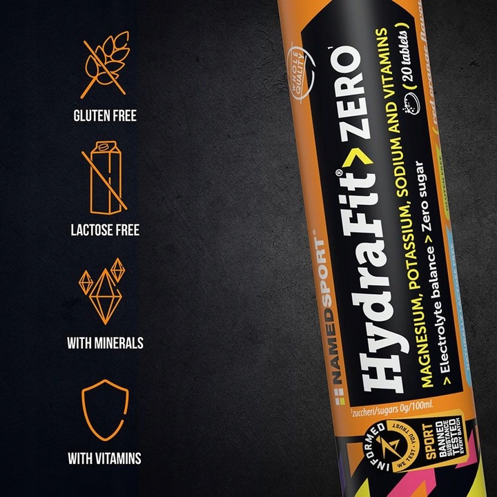 HYDRAFIT ZERO IZOTONIK NAMEDSPORT BEZ CUKRU 20 PASTYLEK Z BIDONEM