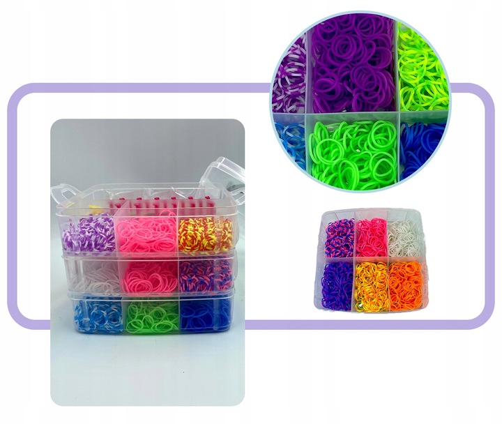 MEGA ZESTAW GUMKI DO ROBIENIA BRANSOLETEK XXL W KUFERKU DUŻY NA PREZENT DIY