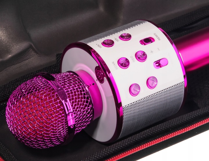 BEZPRZEWODOWY MIKROFON DLA DZIECI ZESTAW DO KARAOKE BLUETOOTH ETUI USB