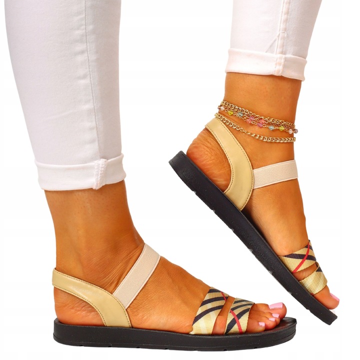 SANDAŁY DAMSKIE SPORTOWE BEŻOWE WYGODNE NA LATO