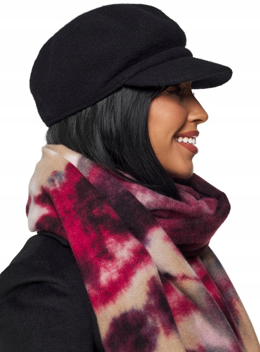 KASZKIET DAMSKI BERET CZAPKA moher moherowa ciepła wełniana na zimę czarna