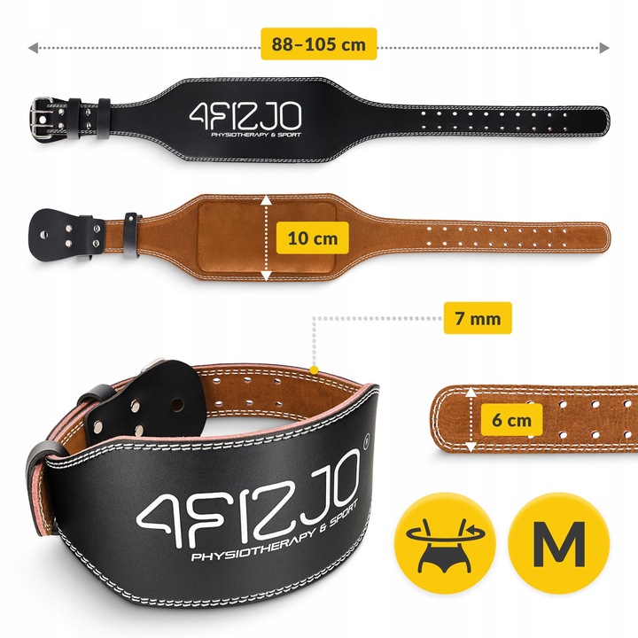 PAS KULTURYSTYCZNY SKÓRZANY STABILIZATOR KRZYŻOWY USZTYWNIAJĄCY KRĘGOSŁUP M