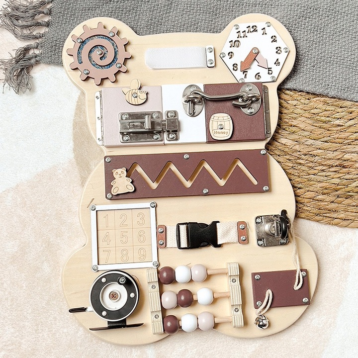 TABLICA SENSORYCZNA MANIPULACYJNA MONTESSORI BEAR