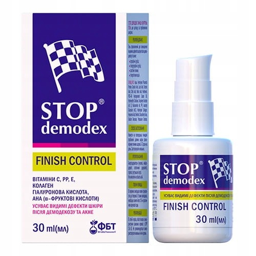 ŻEL DO TWARZY Finish Control STOP DEMODEX Demodekoza Nużyca Trądzik 30ml