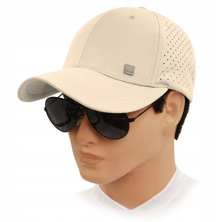 CZAPKA z Daszkiem Bejsbolówka Oddychająca Głęboka JASNOBEŻOWA Pako Jeans