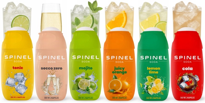 SATURATOR SPINEL SODA BubbleON DO GAZOWANIA WODY 2 BUTELKI 6 SYROPÓW DO 10L