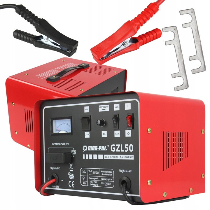 PROSTOWNIK ŁADOWARKA DO SAMOCHODÓW GZL-50 12V/24V SZYBKIE ŁADOWANIE 50A