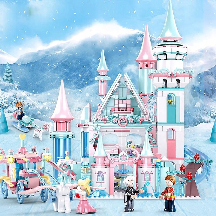 KLOCKI DLA DZIEWCZYNKI ZAMEK KRAINA LODU 1324 EL. ZESTAW KLOCKÓW PAŁAC