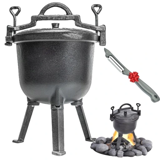 KOCIOŁEK ŻELIWNY GARNEK MYŚLIWSKI 8L NA OGNISKO CIĘŻKI + GRATIS