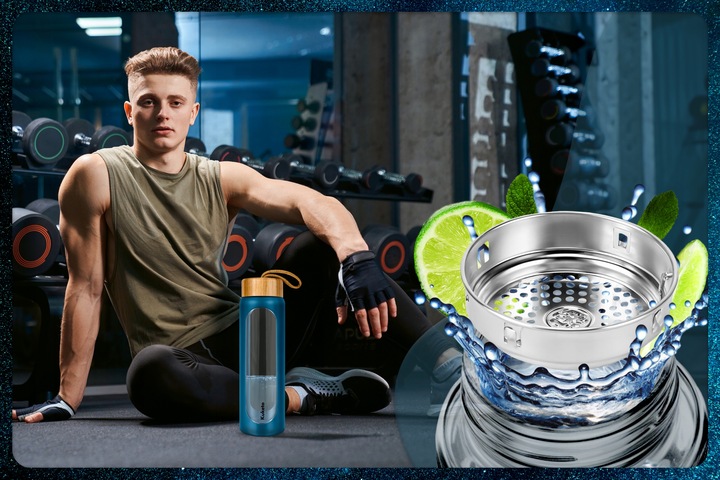 BUTELKA SZKLANA NA WODĘ NAPOJE ZE SŁOMKĄ SITKIEM SZCZELNA DUŻA BIDON 1,2L