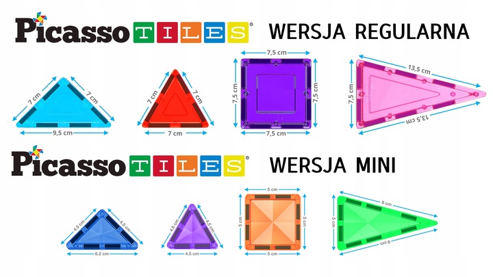 Klocki magnetyczne konstrukcyjne edukacyjne Picasso Tiles dla dzieci 30 el