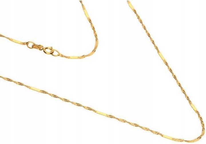 Złoty łańcuszek 585 SPLOT SINGAPUR Z BLASZKAMI 1g modny splot na prezent